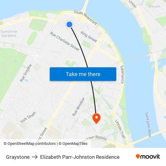 Graystone to Elizabeth Parr-Johnston Residence map