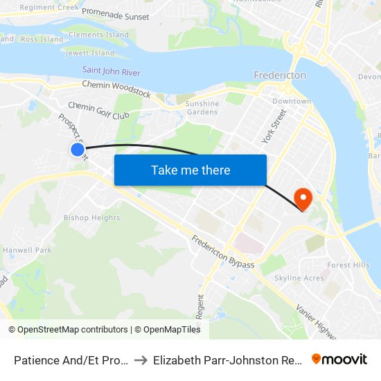 Patience And/Et Prospect to Elizabeth Parr-Johnston Residence map