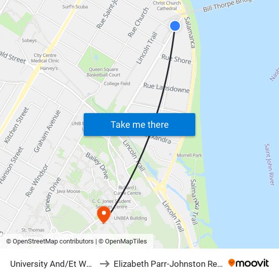 University And/Et Waterloo to Elizabeth Parr-Johnston Residence map