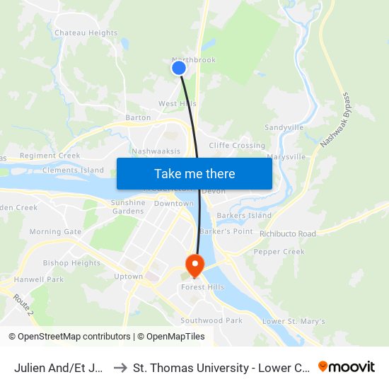 Julien And/Et Jacob to St. Thomas University - Lower Campus map