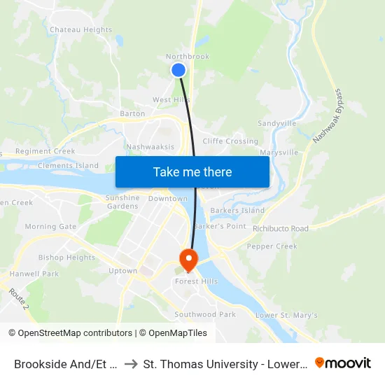 Brookside And/Et Jacob to St. Thomas University - Lower Campus map