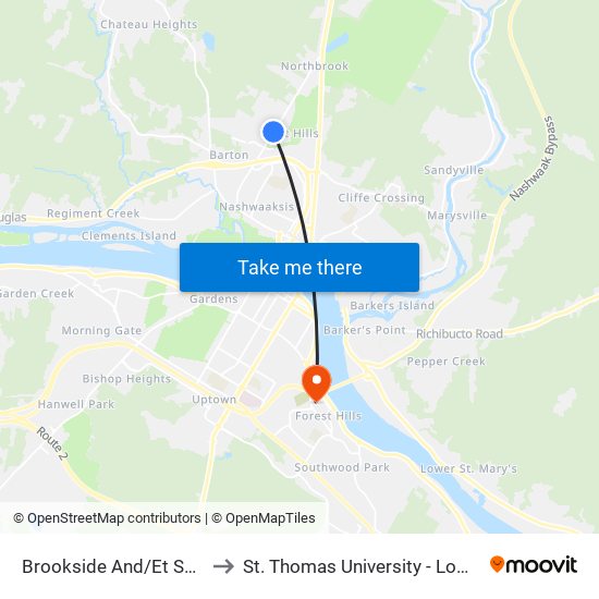 Brookside And/Et Summerhill to St. Thomas University - Lower Campus map