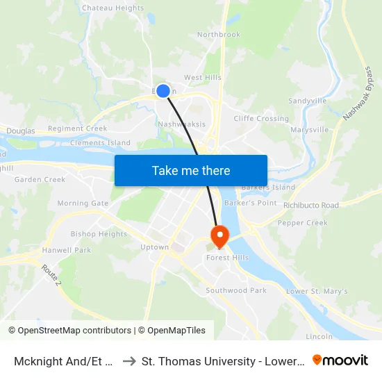 Mcknight And/Et Barton to St. Thomas University - Lower Campus map