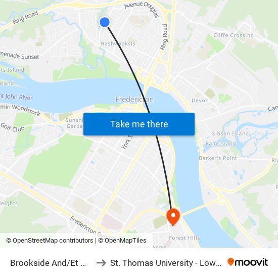 Brookside And/Et Westview to St. Thomas University - Lower Campus map