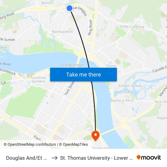 Douglas And/Et Fulton to St. Thomas University - Lower Campus map