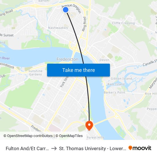 Fulton And/Et Carrington to St. Thomas University - Lower Campus map