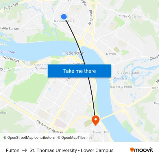 Fulton to St. Thomas University - Lower Campus map