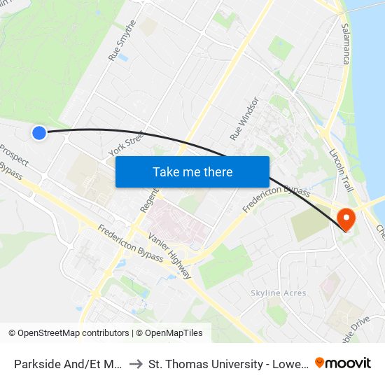 Parkside And/Et Maryland to St. Thomas University - Lower Campus map