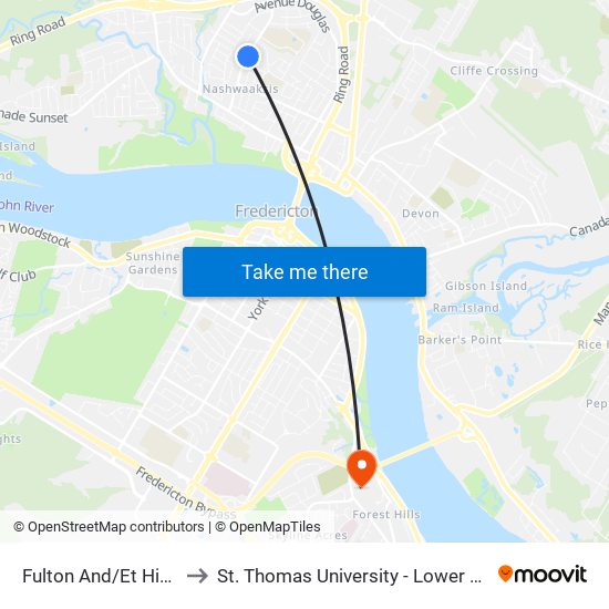 Fulton And/Et Hickory to St. Thomas University - Lower Campus map