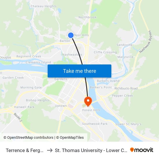 Terrence & Ferguson to St. Thomas University - Lower Campus map