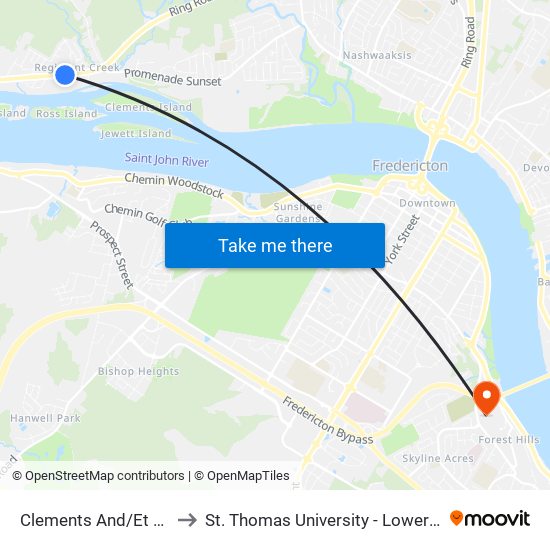 Clements And/Et Jasper to St. Thomas University - Lower Campus map