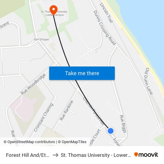 Forest Hill And/Et Biggs to St. Thomas University - Lower Campus map