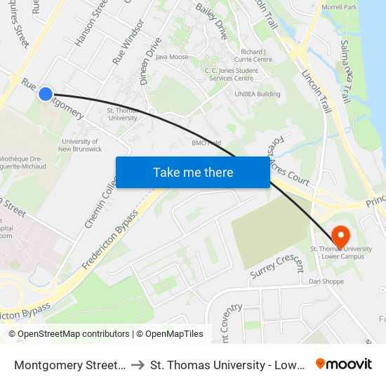 Montgomery Street School to St. Thomas University - Lower Campus map