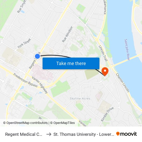 Regent Medical Complex to St. Thomas University - Lower Campus map