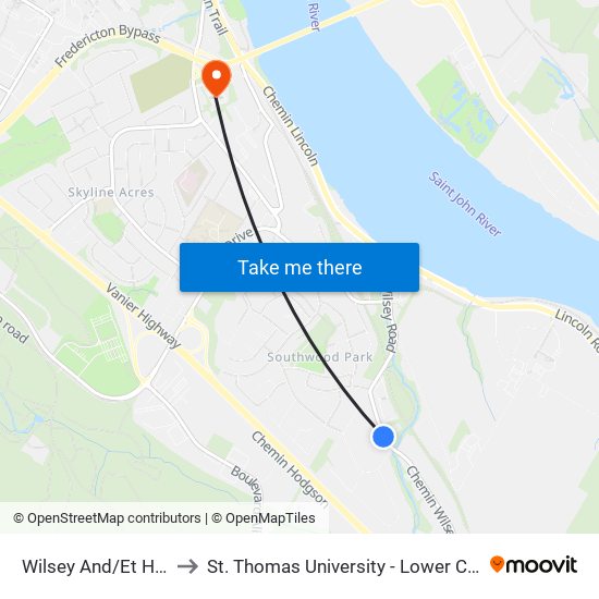 Wilsey And/Et Hilton to St. Thomas University - Lower Campus map