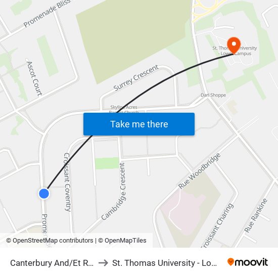 Canterbury And/Et Rochester to St. Thomas University - Lower Campus map