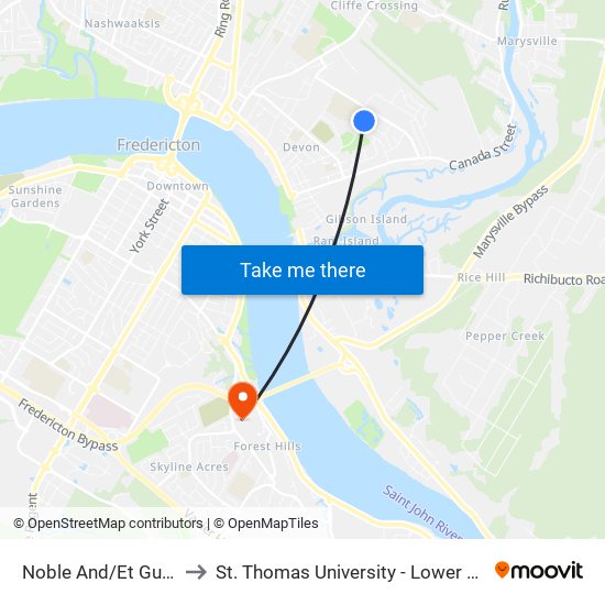 Noble And/Et Guilliver to St. Thomas University - Lower Campus map