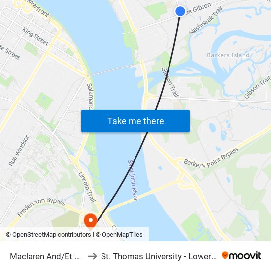 Maclaren And/Et Gibson to St. Thomas University - Lower Campus map