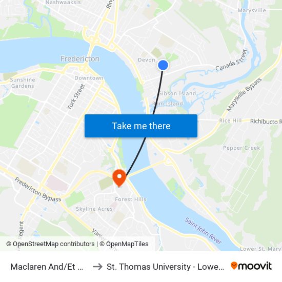 Maclaren And/Et Mcevoy to St. Thomas University - Lower Campus map