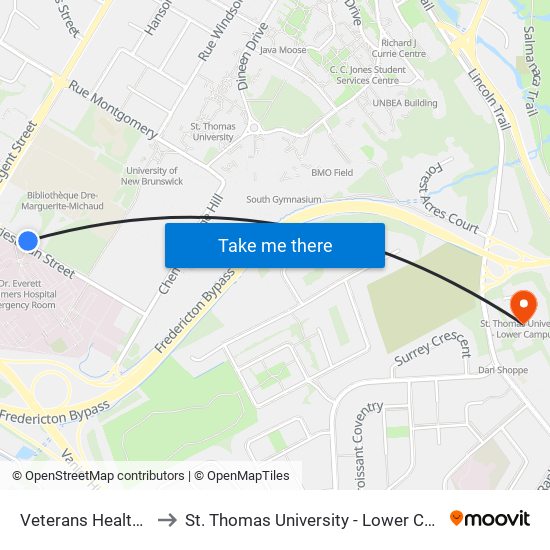 Veterans Health Ctr to St. Thomas University - Lower Campus map