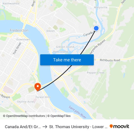 Canada And/Et Gregory to St. Thomas University - Lower Campus map