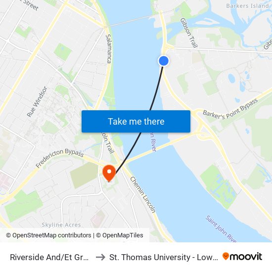 Riverside And/Et Greenwood to St. Thomas University - Lower Campus map