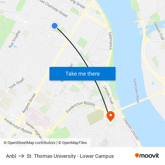 Anbl to St. Thomas University - Lower Campus map