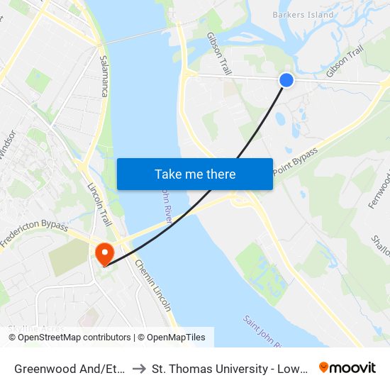 Greenwood And/Et Victory to St. Thomas University - Lower Campus map