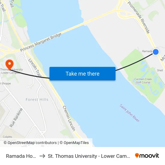 Ramada Hotel to St. Thomas University - Lower Campus map
