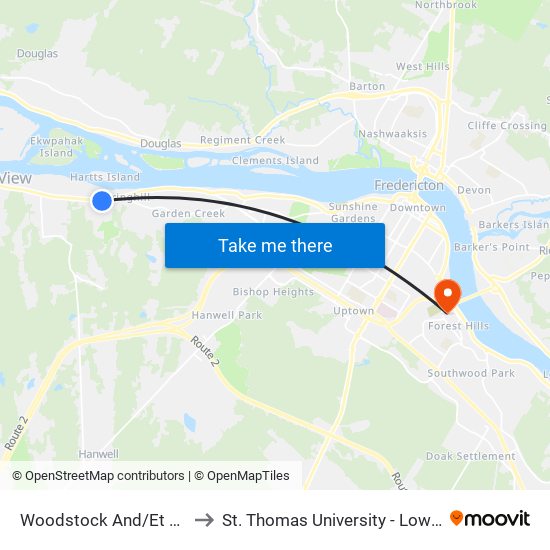 Woodstock And/Et Glen Eyre to St. Thomas University - Lower Campus map