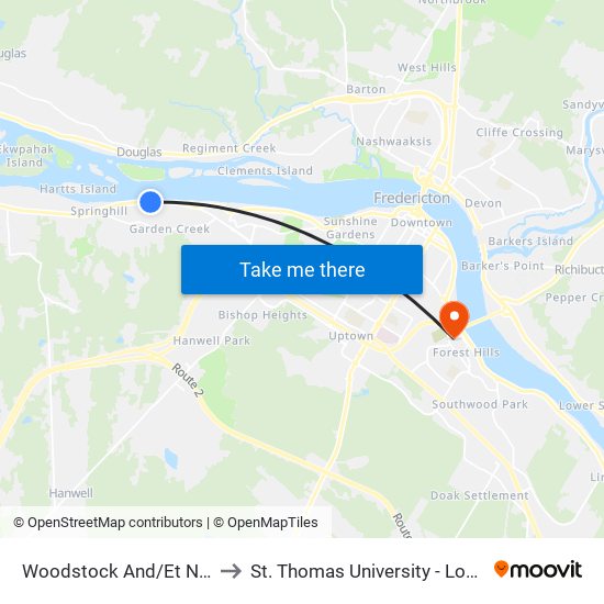 Woodstock And/Et Neathervue to St. Thomas University - Lower Campus map