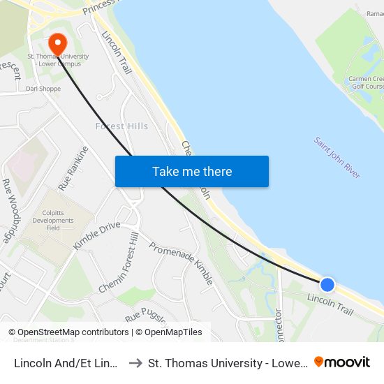 Lincoln And/Et Lincolntrail to St. Thomas University - Lower Campus map