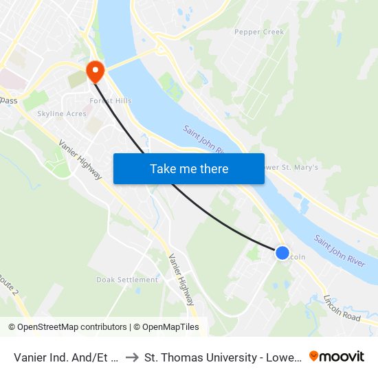 Vanier Ind. And/Et Lincoln to St. Thomas University - Lower Campus map