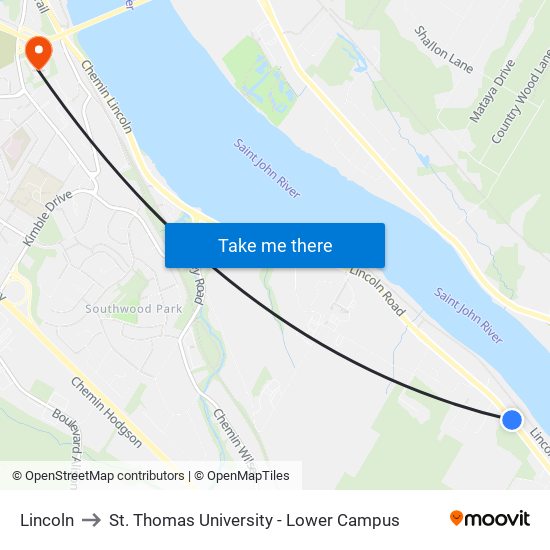 Lincoln to St. Thomas University - Lower Campus map