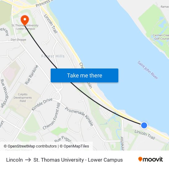 Lincoln to St. Thomas University - Lower Campus map