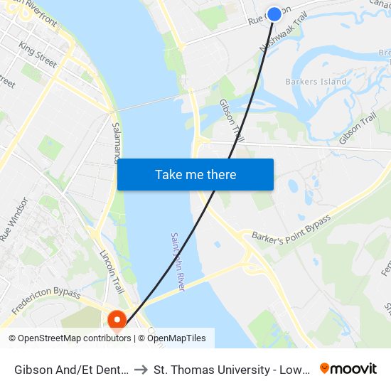 Gibson And/Et Dental Clinic to St. Thomas University - Lower Campus map