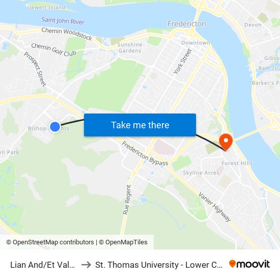 Lian And/Et Valcour to St. Thomas University - Lower Campus map