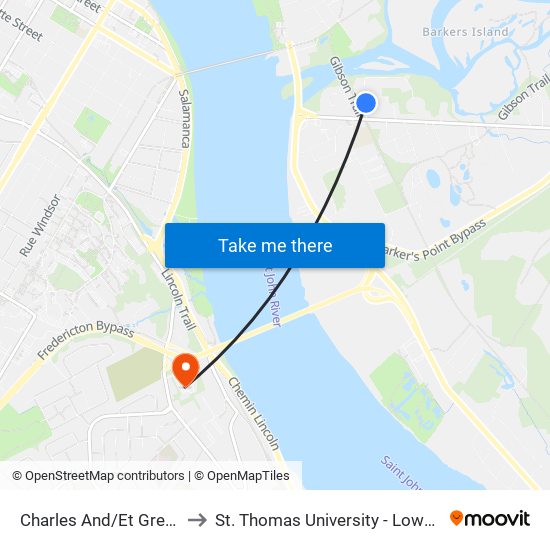 Charles And/Et Greenwood to St. Thomas University - Lower Campus map