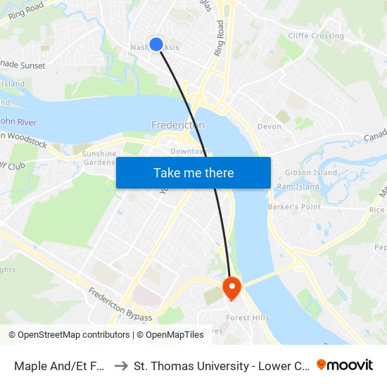 Maple And/Et Fulton to St. Thomas University - Lower Campus map