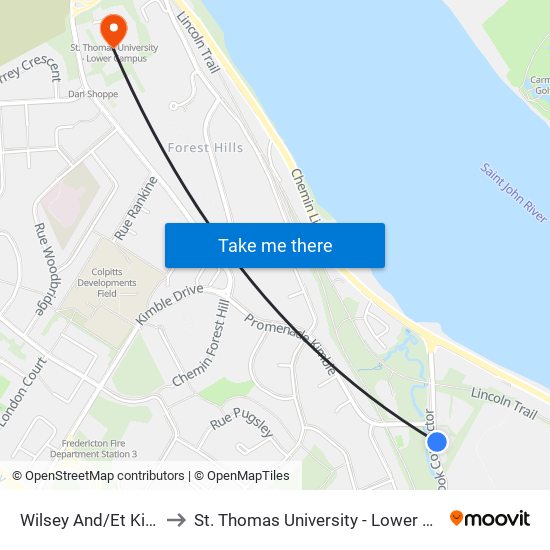 Wilsey And/Et Kimble to St. Thomas University - Lower Campus map