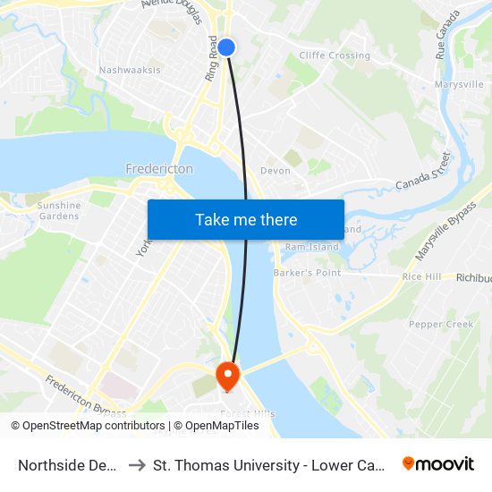 Northside Depot to St. Thomas University - Lower Campus map