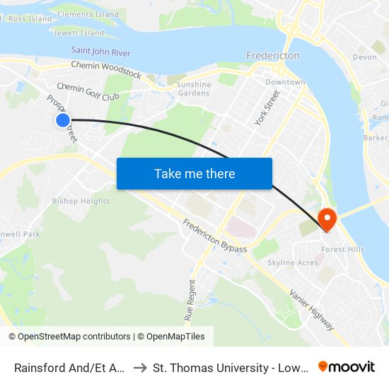 Rainsford And/Et Anderson to St. Thomas University - Lower Campus map