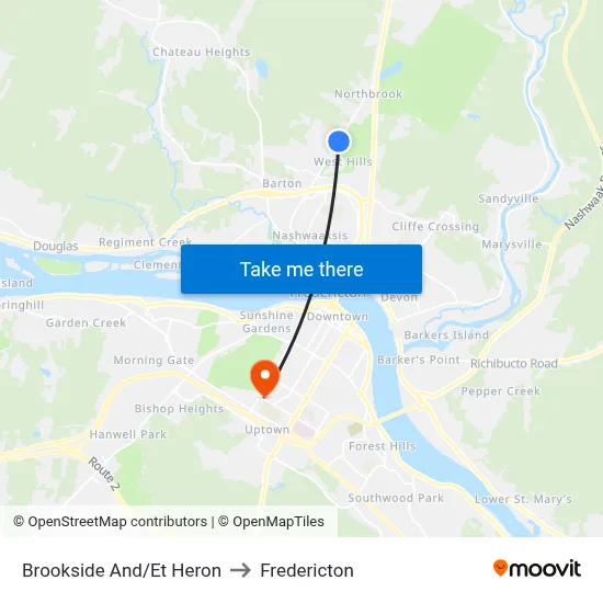 Brookside And/Et Heron to Fredericton map
