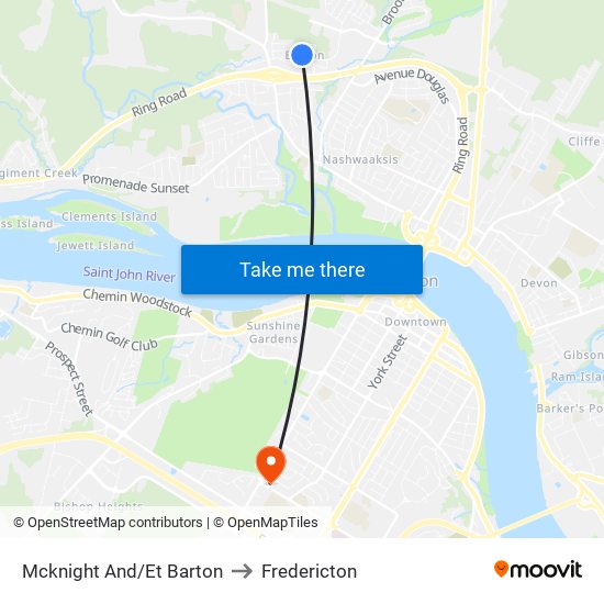 Mcknight And/Et Barton to Fredericton map