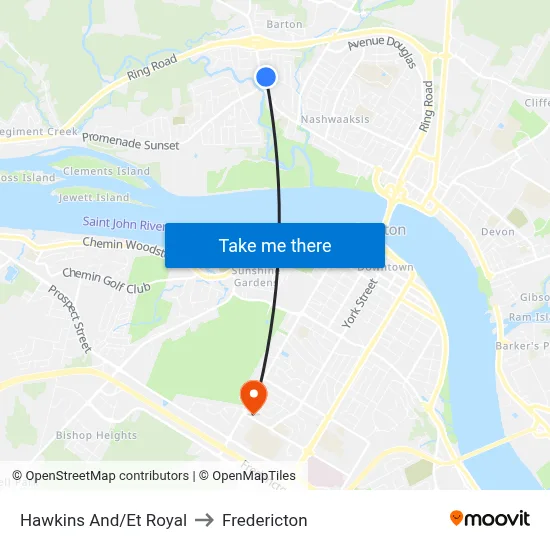 Hawkins And/Et Royal to Fredericton map
