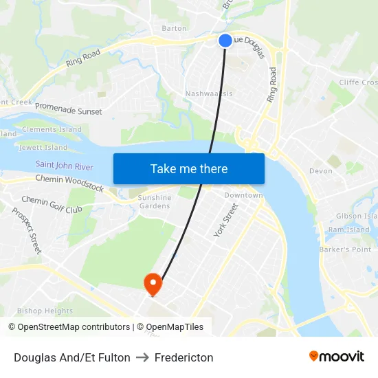 Douglas And/Et Fulton to Fredericton map