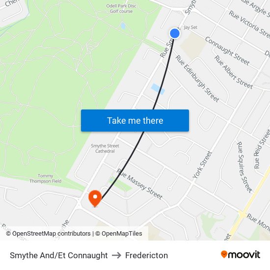 Smythe And/Et Connaught to Fredericton map