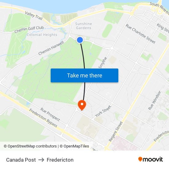 Canada Post to Fredericton map