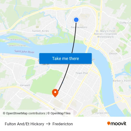 Fulton And/Et Hickory to Fredericton map