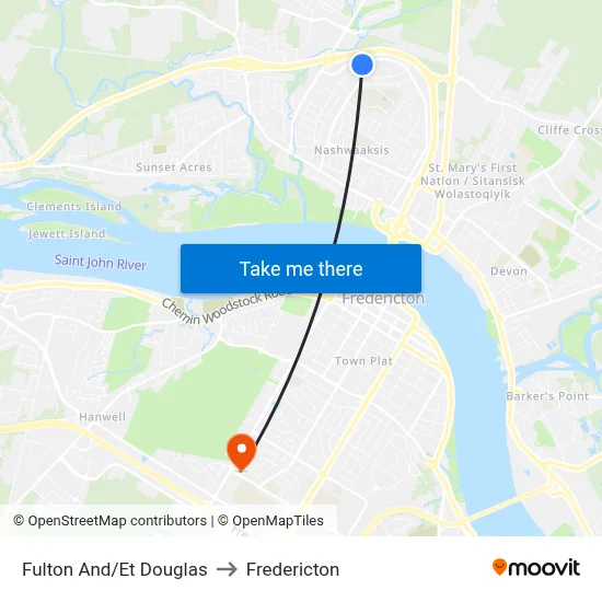 Fulton And/Et Douglas to Fredericton map